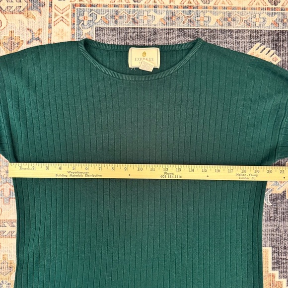 Vintage Express Tricot Womens Ribbed Tunic Large Forest Green Long Sleeve Size M - Picture 8 of 10